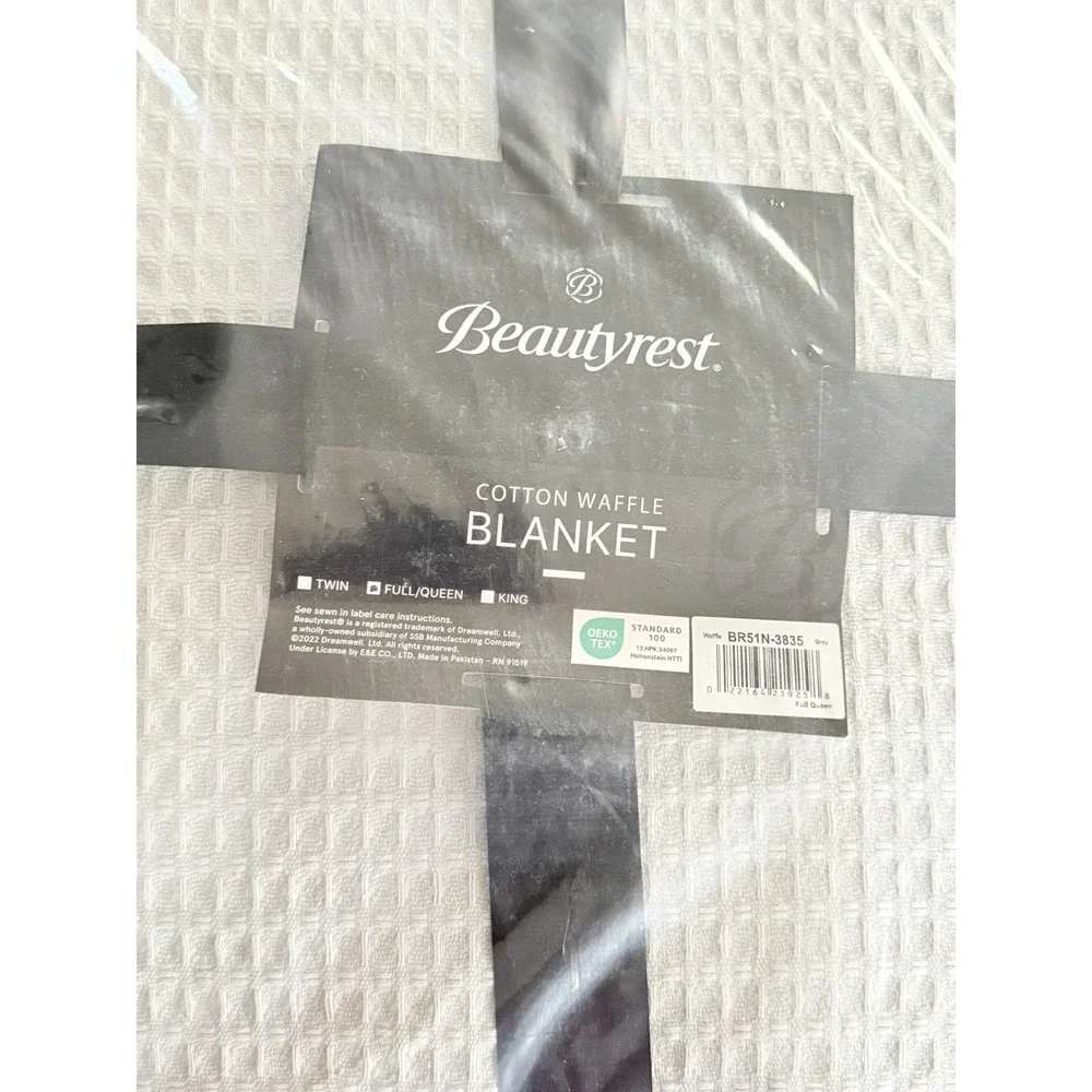 Beautyrest Waffle Weave Blanket Full/Queen Gray Textured‎ Coverlet Comforter NWT